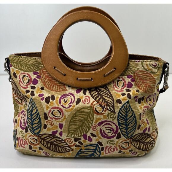 Relic Brand Collection Floral Handbag Canvas Wood Summer Crossbody Festive - Picture 6 of 10